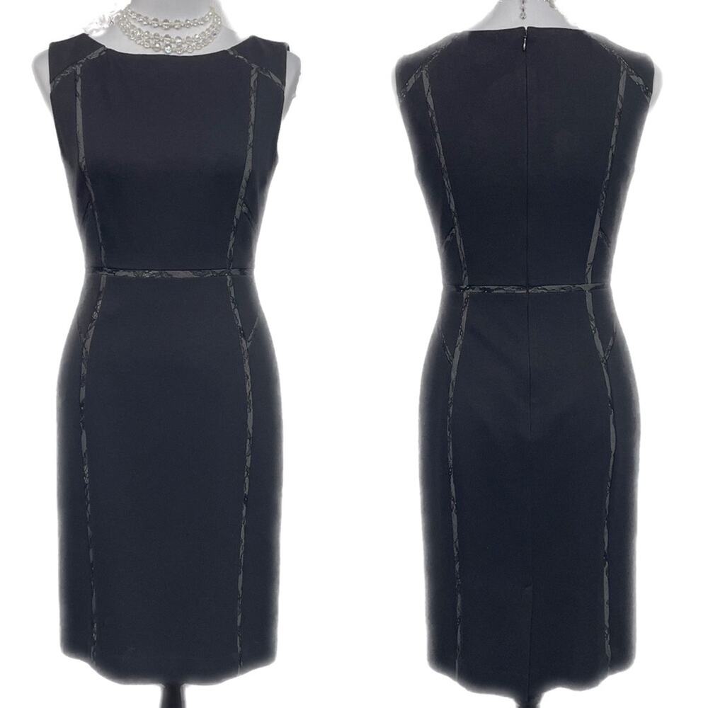 EUC - Classiques Entier Windowpane Lace Sheath Dress